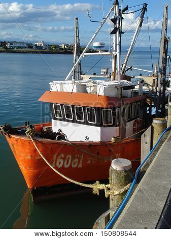NAPIER NEW ZEALAND - JANUARY 4 2012: Fishing trawler in Ahuriri harbour a port for the fishing fleet at Napier on New Zealand's East coast