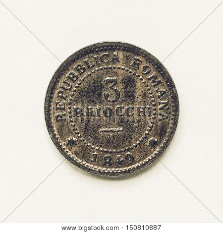 Vintage Old Italian Coin 3 Baiocchi