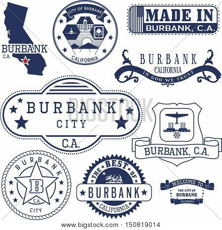 Generic Stamps And Signs Of Burbank City, Ca