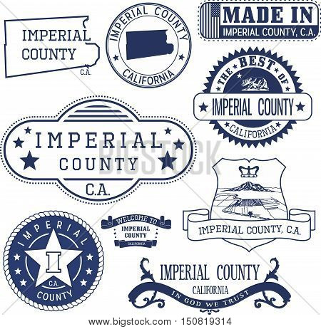 Imperial County, Ca. Set Of Stamps And Signs