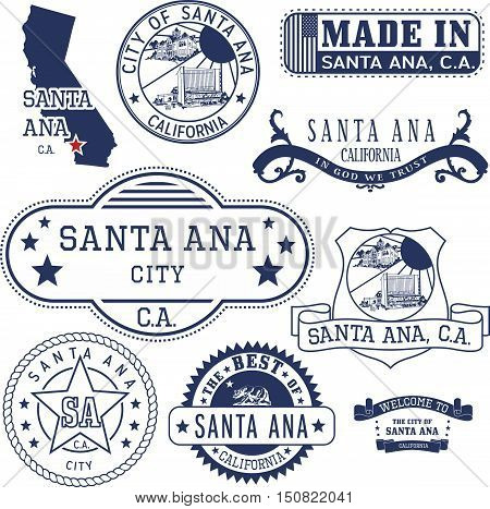 Santa Ana City, Ca. Stamps And Signs