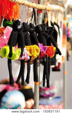 funny handmade black dolls with colorful skirt