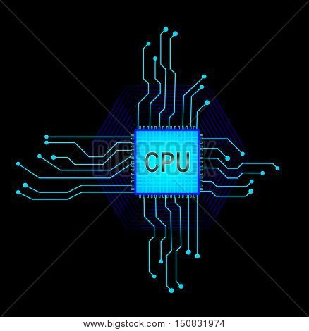 Central processor. Scheme for instruments . eps 10 vector illustration