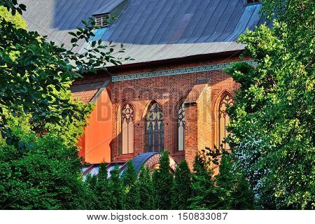 Wall of Koenigsberg Cathedral on a summer evening. Kaliningrad Russia