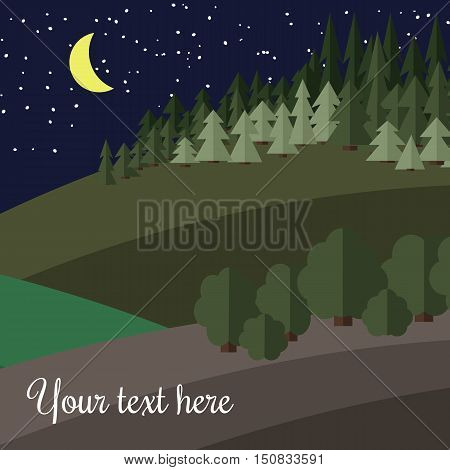 Edge of the Forest at Night. Night on a Clearing in the Forest.
