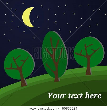 Edge of the Forest. The Moon Lights on a Clearing in the Forest.
