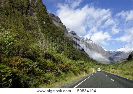 Campervan trip in Fiordland south island of New Zealand
