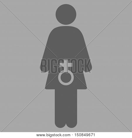 Female Sexual Disfunction vector icon. Style is flat symbol dark gray color rounded angles silver background.