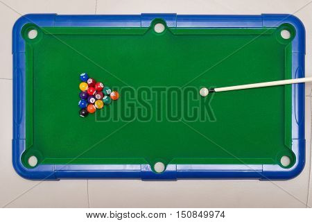 top view small snooker toy set for children