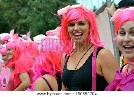 Sydney Australia - March 2 2013. Mardi Gras is an annual event for gay/lesbian acceptance. LGBT pride parade and festival. The world's most joyous and spectacular celebration of LGBTQI pride.