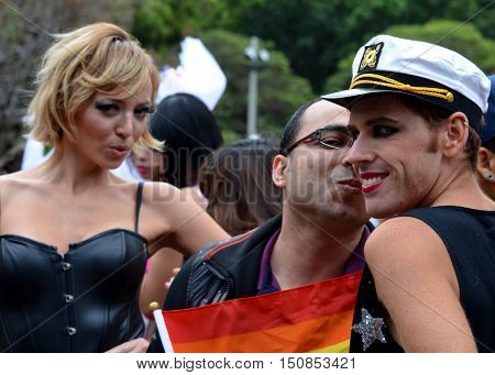 Sydney Australia - March 2 2013. Mardi Gras is an annual event for gay/lesbian acceptance. LGBT pride parade and festival. The world's most joyous and spectacular celebration of LGBTQI pride.