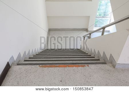 Close up way down the Stairs terrazzo marble floor
