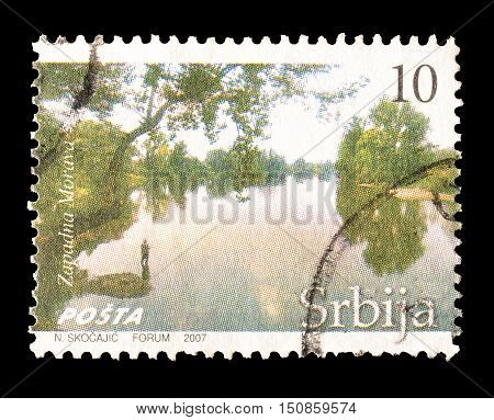 SERBIA - CIRCA 2007 : Cancelled postage stamp printed by Serbia, that shows River Zapadna Morava.