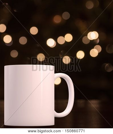 Christmas mock up styled stock product image white blank coffee mug that you can overlay your custom design or quote on to.