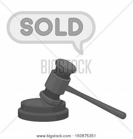 Auction hammer icon in monochrome style isolated on white background. E-commerce symbol vector illustration.