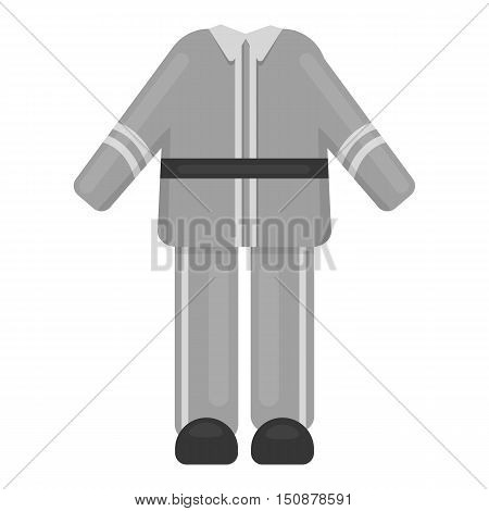 Firefighter uniform icon monochrome style. Single silhouette fire equipment icon from the big fire Department monochrome.