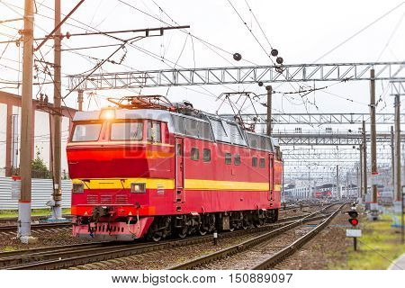 Locomotiv On Railroad Tracks, Russia