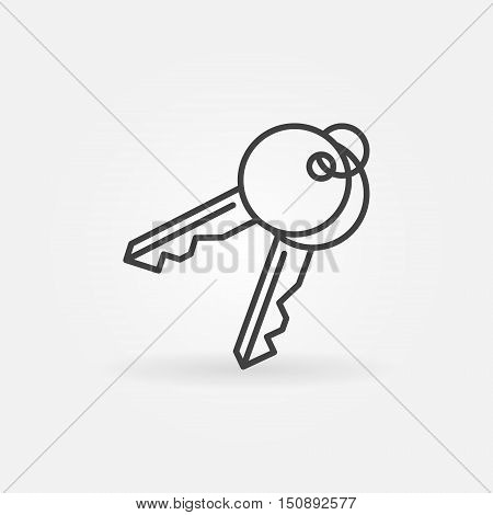 Keys vector icon. House door key pair thin line symbol or logo element