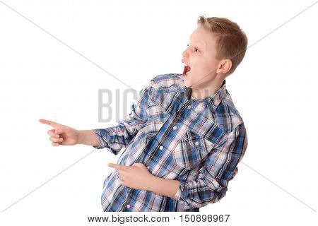 Happy Teenager Boy Over The White