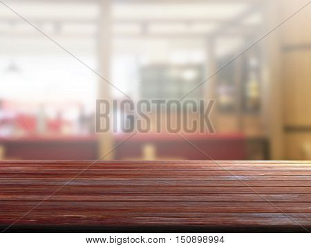 closeup top wood table with Blur Background
