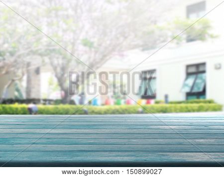 closeup top wood table with Blur Background