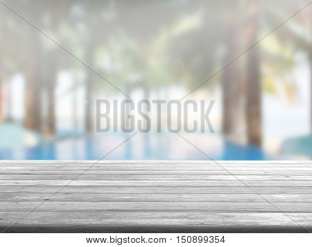 closeup top wood table with Blur Background
