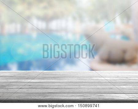closeup top wood table with Blur Background