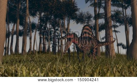 3d illustration of the spinosaurus attack