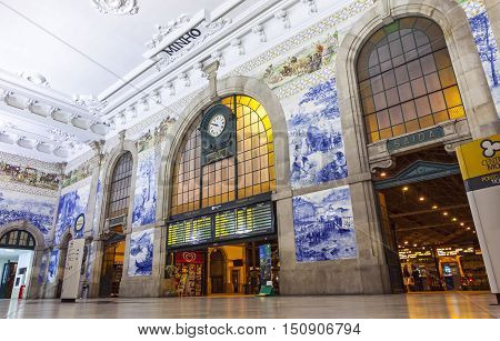 Sao Bento Railway Station In Porto, Portugal