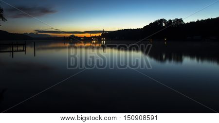 Silhouette On The Werbellinsee At Dawn Light
