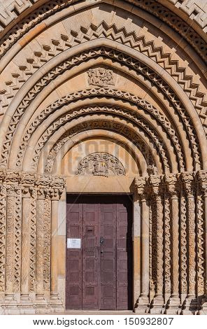 View Of The Portal Of The Church Of Jak Is A Functioning Catholic Chapel In Budapest