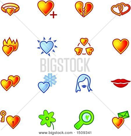 Icone colorate amore