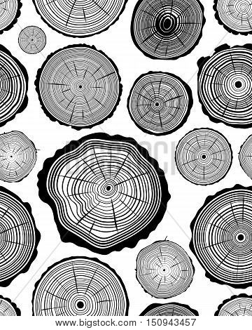 Seamless pattern of wood ring, vector illustration