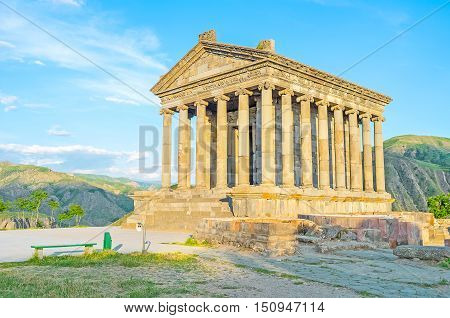 One of the most interesting ancient landmarks of Armenia - Garni Temple Pagan temple built in Classical Hellenistic style Kotayk Province.