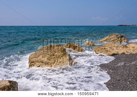 Rocky Italian coast in Campora San Giovanni in Calabria