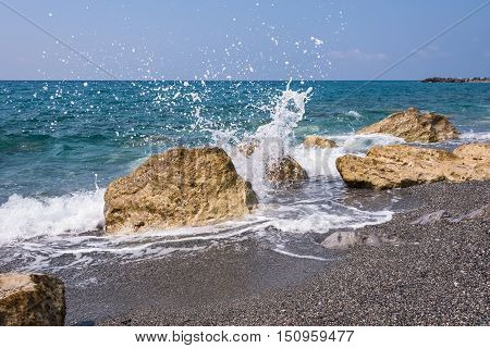 Rocky Italian coast in Campora San Giovanni in Calabria