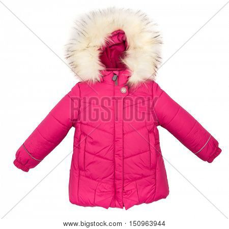 Women winter jacket isolated on white background.