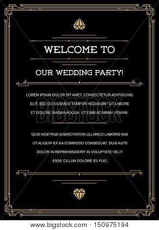 Gatsby Style Invitation In Art Deco Or Nouveau Epoch 1920's Gangster Era Vector