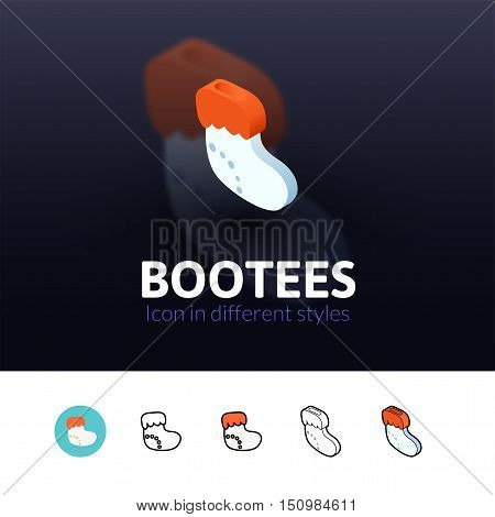 Bootees color icon, vector symbol in flat, outline and isometric style isolated on blur background