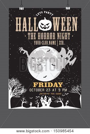 Best Halloween night party invitation vector background