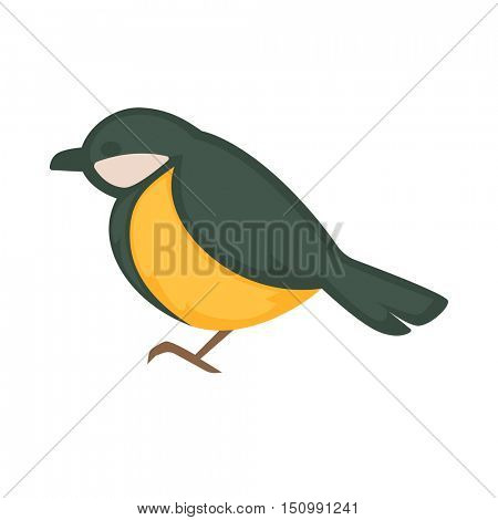 Great tit isolated on white. Cartoon. Vector
