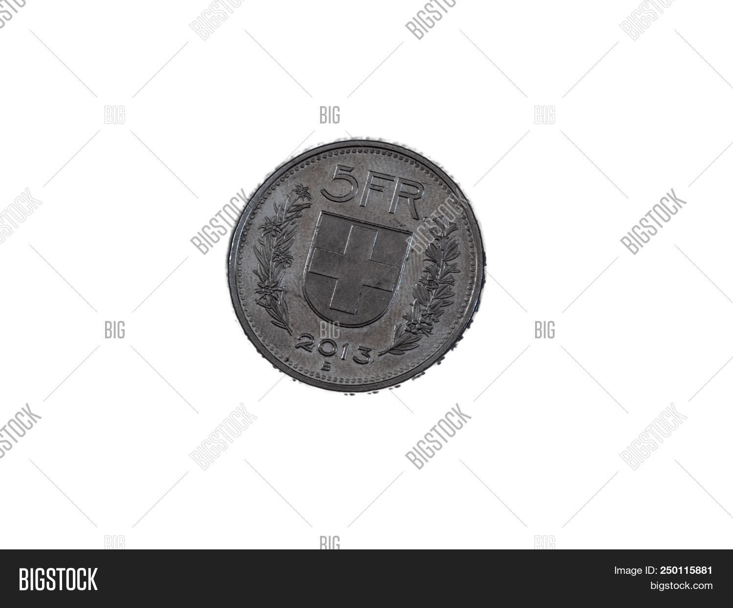 Five Swiss Franc Coin Image Photo Free Trial Stock Five Swiss Franc Coin Image Photo