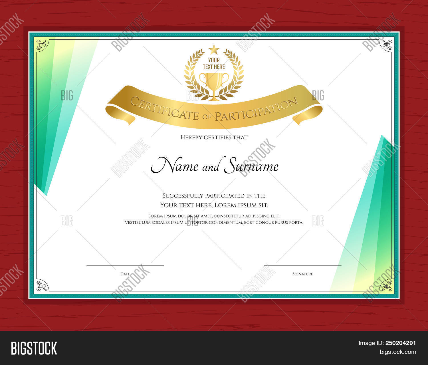 Certificate Template Vector & Photo (Free Trial) Bigstock