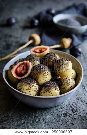 Sweet Plum Dumplings With Poppy Seeds