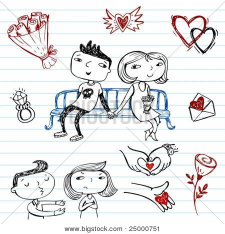 Dating.set doodles på en kærlighed tema