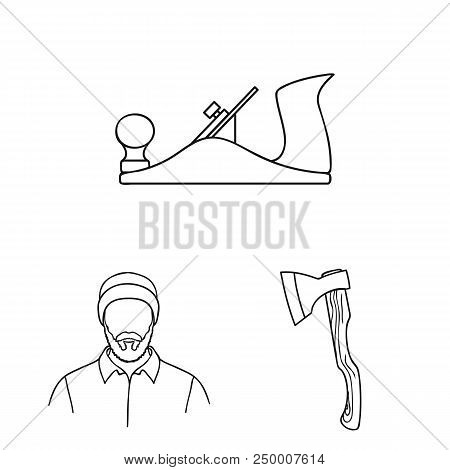 Sawmill And Timber Outline Icons In Set Collection For Design. Hardware And Tools Vector Symbol Stoc