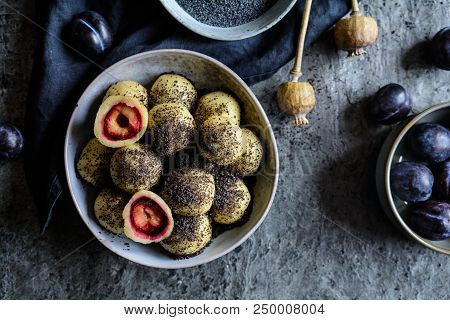 Sweet Plum Dumplings With Poppy Seeds
