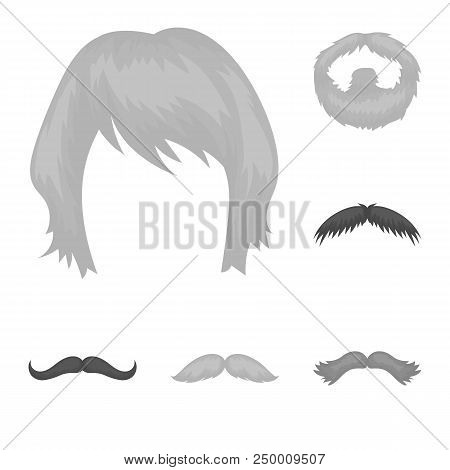 Mustache And Beard, Hairstyles Monochrome Icons In Set Collection For Design. Stylish Haircut Vector