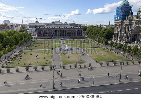 Berlin, Germany - July 01, 2018: Top View Of The Lustgarten Park On The Museum Island In The Central