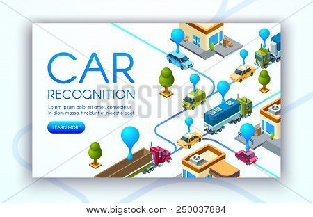 Car Recognition Technology Vector Illustration Of Vehicle Registration Plates And Traffic Speed Cont